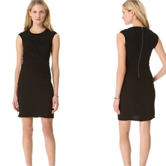 Helmut Lang Black Draped Silk Blend Mini Dress - Picture 1 of 8